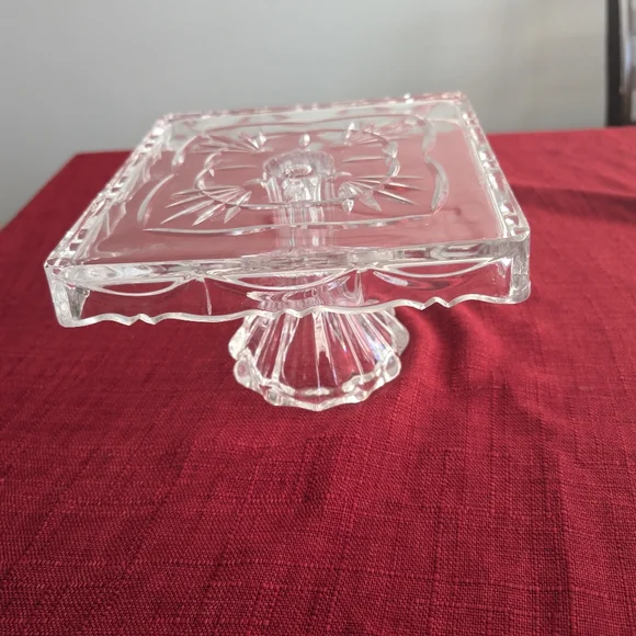 Shannon Crystal 8 " SQUARE Cake splate, Cake Stand - Picture 2 of 6